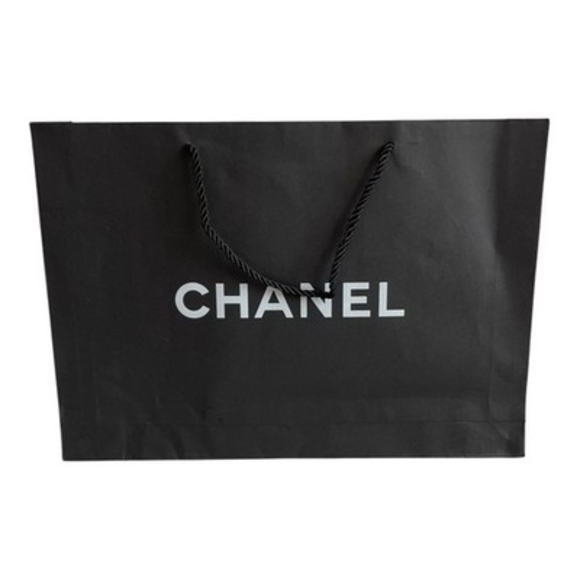 CHANEL Handbags - CHANEL Black Paper Shopping Bag Reusable Storage Gift Bag 14.5"x2.5"x10.5"